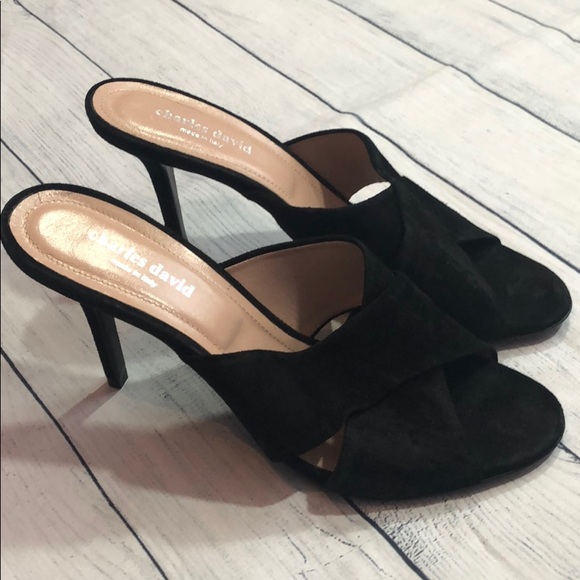 Charles David Shoes - Charles David Suede Cross Strap Heeled Sandals